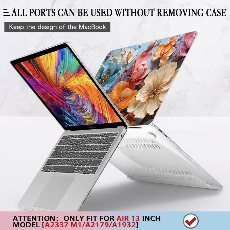 CISSOOK Compatible with MacBook Air 13 inch Case 2021 2020-2018 Release M1 A2337 A2179 A1932  Flower Hard Shell Case with Keyboard Cover for MacBook Air 13 Inch with Touch ID  Silk Flowers - Image 5